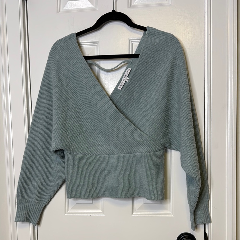 HYFVE Sage Green Wrap Sweater